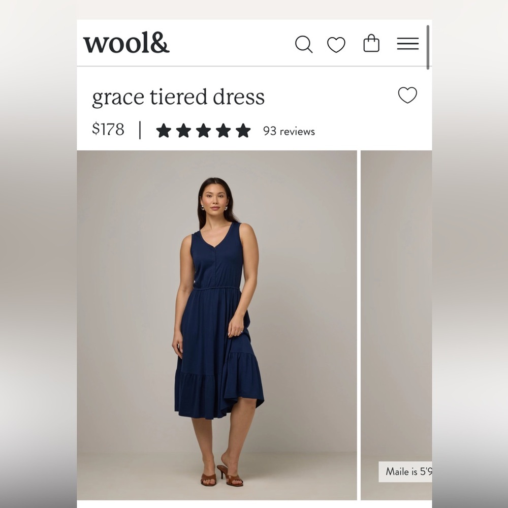 Wool& Grace Tiered Dress - Navy / Marine Blue